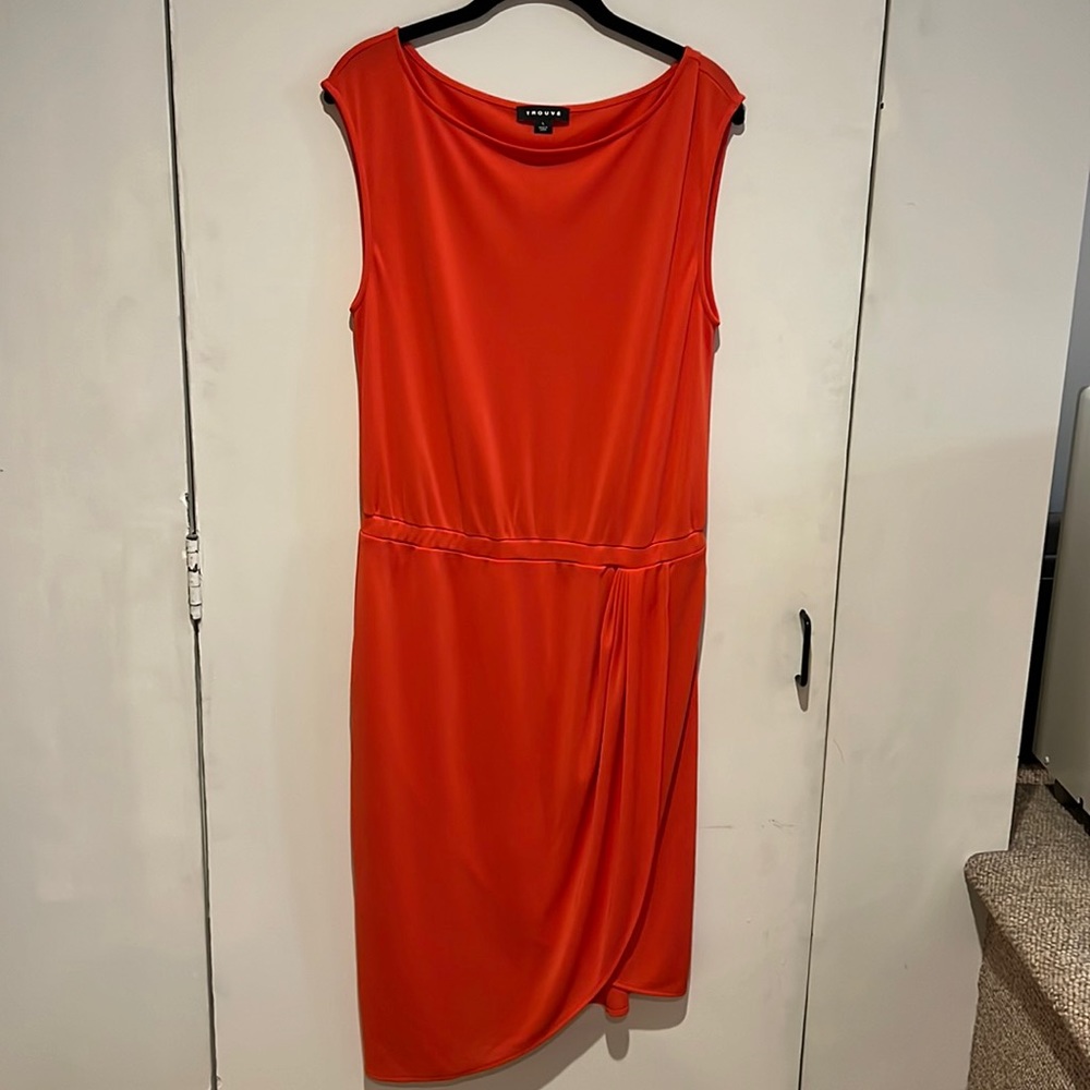 Coral cap sleeve dress